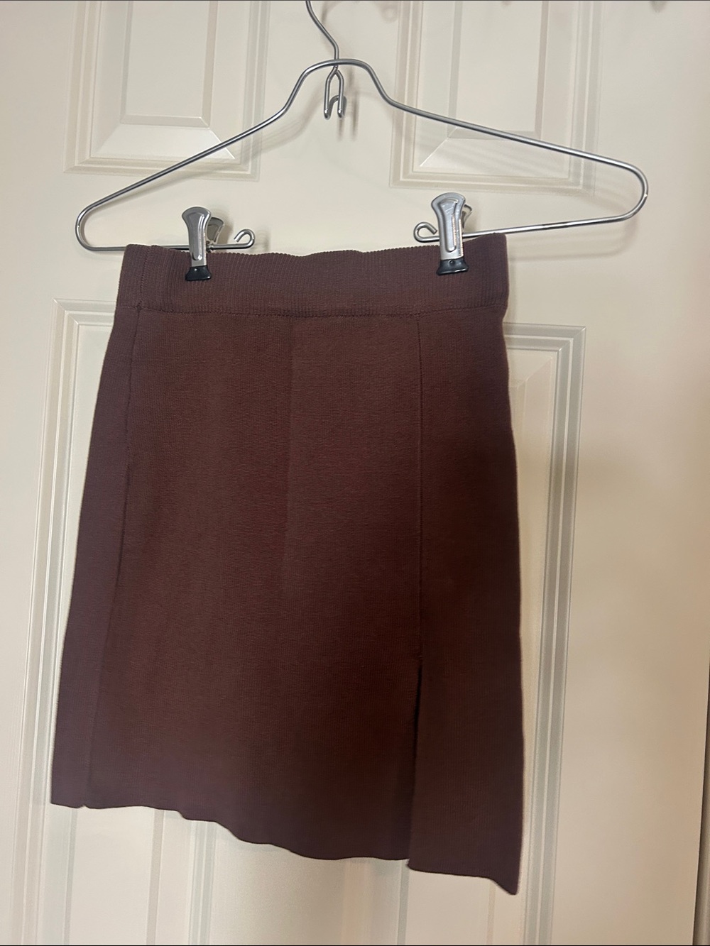 Lioness Brown Knit Mini Skirt with Slit